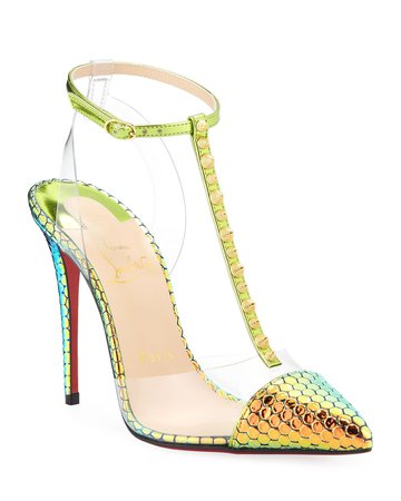 Christian Louboutin Nosy Spikes Holographic Red Sole Pumps | Neiman Marcus
