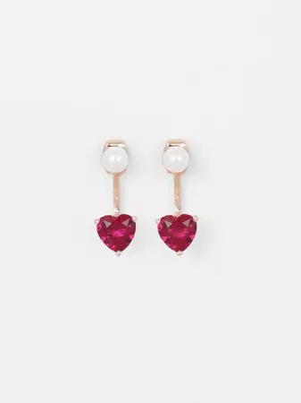 [X BARBIE] Barbie pearl n heart crystal clutch earring | W Concept