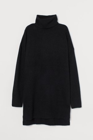 Knit Turtleneck Sweater - Black