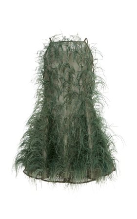 Shannon Feather-Embellished Silk-Tulle Mini Dress by Cult Gaia | Moda Operandi