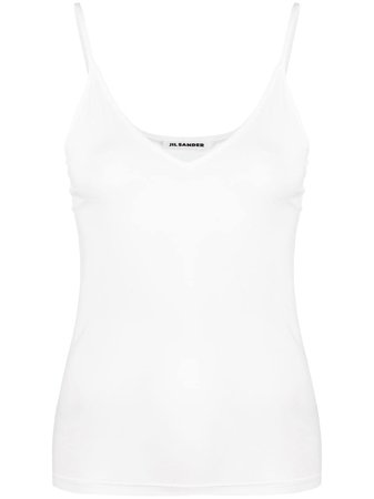 Jil Sander V-neck spaghetti strap vest white JSPS705046WS477108 - Farfetch