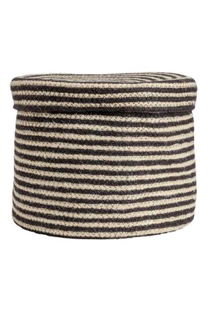 Storage Basket with Lid - Black/striped - Home All | H&M CA