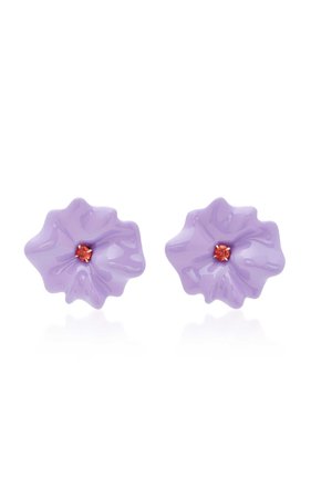 White Gold and Orange Sapphires Flower Earrings by Sabbadini | Moda Operandi