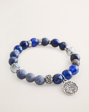 Blue Beaded Stretch Bracelet - Women's Statement Jewelry - Earrings, Necklaces & Bracelets - Chico's