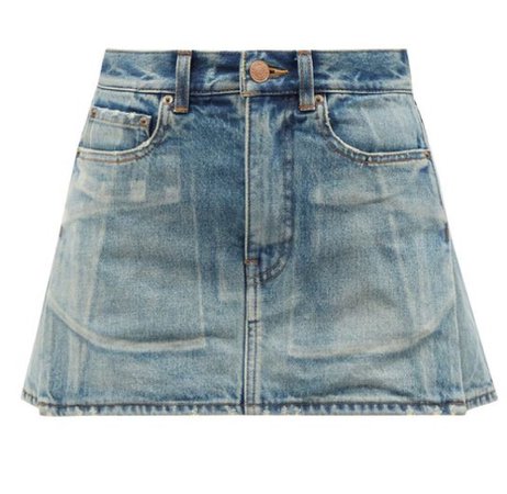 BALENCIAGA  Side-slit denim mini skirt