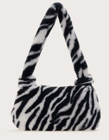 zebra fluffy baguette bag
