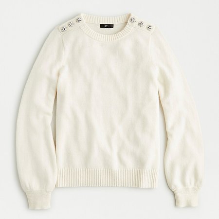 Crewneck Sweater With Jeweled Buttons : | J.Crew