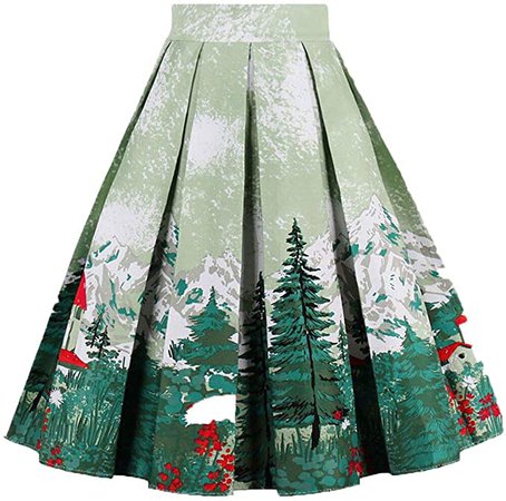 OBBUE Dresstore Vintage Pleated Skirt Floral A-line Printed Midi Skirts with Pockets at Amazon Women’s Clothing store