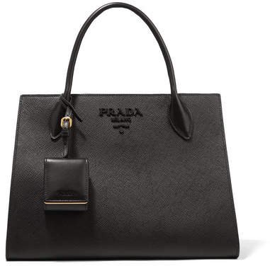 Textured-leather Tote - Black