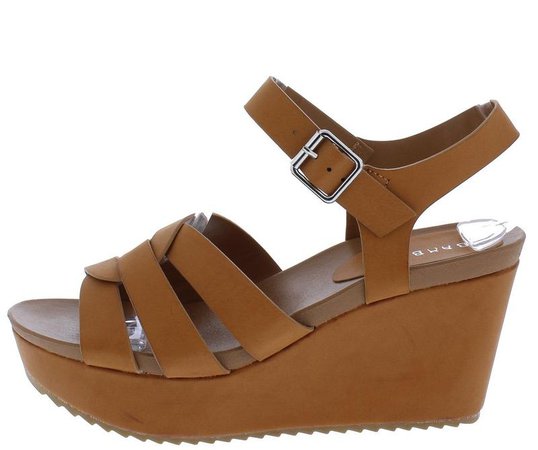 Cuddle11s Tan Woven Open Toe Cut Out Platform Wedges Only $10.88 - Wholesale Fashion Shoes