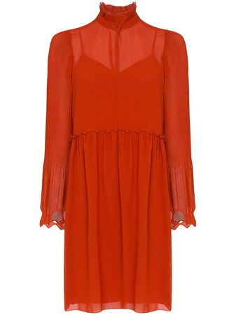 Red See By Chloé Embellished Georgette Dress | Farfetch.com