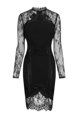 Buy Abbey Clancy x Lipsy Cornelli Sequin Long sleeve Lace Midi Dress from Next France