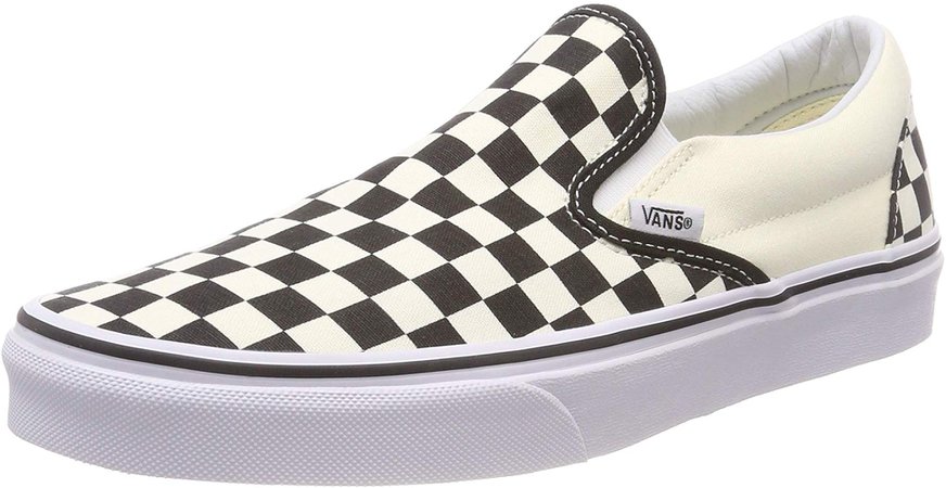 Amazon.com | Vans Unisex Classic Checkerboard Black/White Checker/White Slip-On - 7 | Shoes