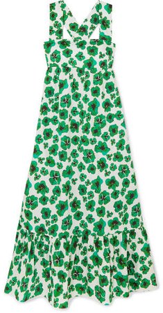 Mila Floral-print Cotton Maxi Dress - Green
