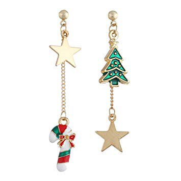 Maserfaliw Christmas Earrings Women Tree Cane Star Dangle Asymmetric Stud Earrings Jewelry Gift Golden: Amazon.ca: Home & Kitchen
