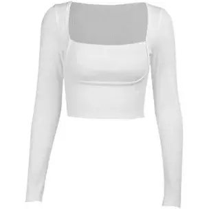 white cropped long sleeve square neck - Google Search
