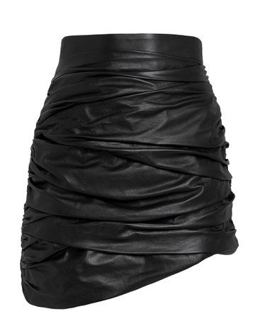 Ruched Leather Mini Skirt