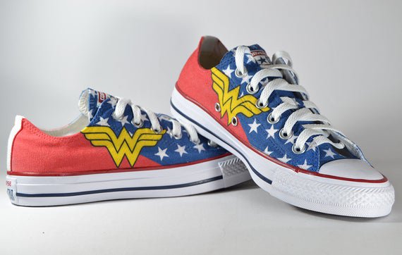 Wonder woman inspired custom converse / superhero custom shoes | Etsy