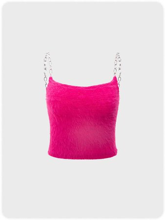 Kollyy Deep Pink Women Tank Tops Sexy Faux Fur Spaghetti Tank Tops – kollyy