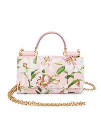 Dolce & Gabbana Lilium Leather Top Handle Phone Bag in Pink - Lyst