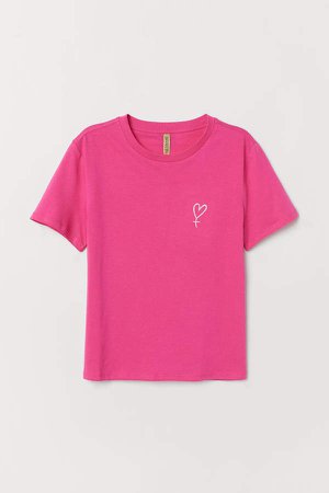 T-shirt with Motif - Pink