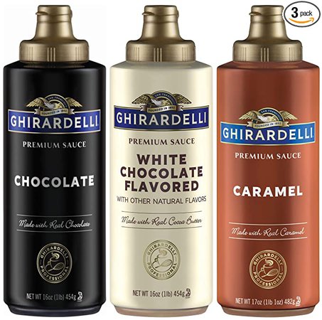 Amazon.com : Ghirardelli Squeeze Bottles - Caramel, Chocolate & White Chocolate - Set of 3 : Beverage Flavoring Syrup : Grocery & Gourmet Food