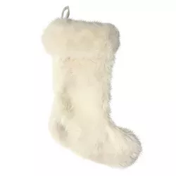 20in Cable Knit Christmas Stocking with Faux Fur Cuff & Pompoms Cream - Wondershop : Target