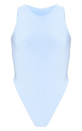 Blue Slinky Racer Sleeveless Bodysuit | PrettyLittleThing