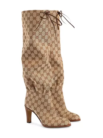 Gucci GG Canvas mid-heel Boot - Farfetch