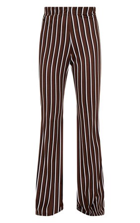CHOCOLATE JERSEY VERTICAL STRIPE FLARED PANTS