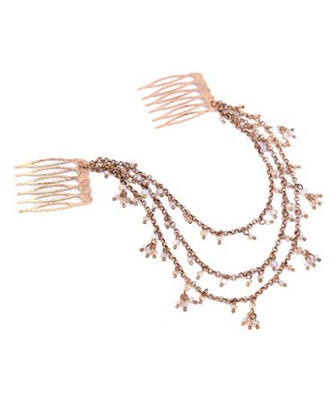 Crystal and Rose Goldtone Hair Chain