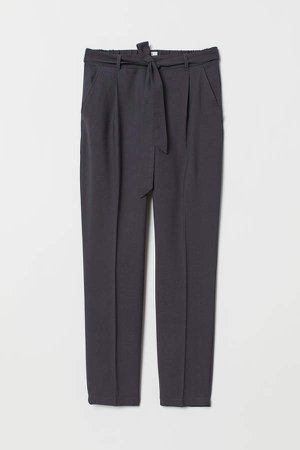 Pants with Tie Belt - Gray