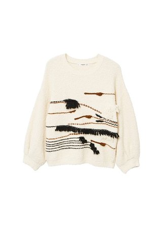 MANGO Textured embroidered sweater