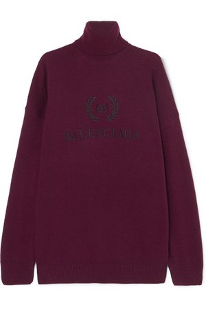 Balenciaga | Embroidered wool and cashmere-blend turtleneck sweater | NET-A-PORTER.COM