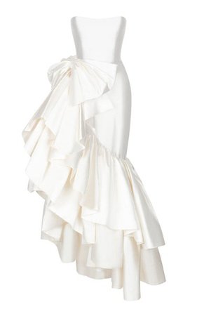 Ruffled Bow Silk Gown By Rasario Bridal | Moda Operandi