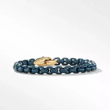 DY Bel Aire Chain Bracelet in Denim Blue with 14K Yellow Gold Accent | David Yurman