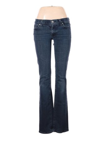 7 For All Mankind Solid Blue Jeans 30 Waist - 47% off | thredUP