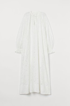 Eyelet Embroidered Dress - White