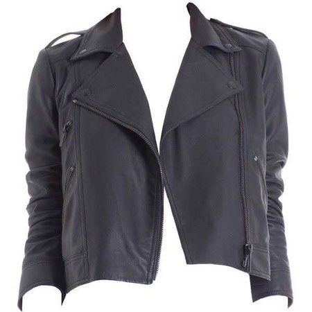 Grey crop leather jacket