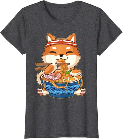 Amazon.com: Kawaii Cute Anime Shiba Inu Dog Otaku Japanese Ramen Noodles T-Shirt: Clothing