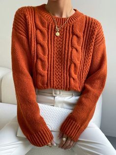 Cable Knit Rust Sweater