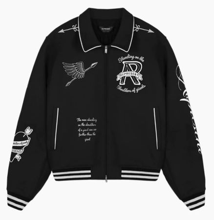 Represent Cherub Wool Varsity Jacket Jet Black