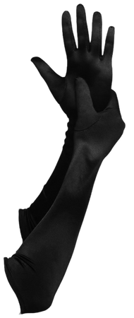 Elbow Lenght Satin Flapper Gloves - Black