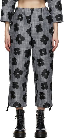Tricot Comme des Garçons: Grey & Black Floral Jacquard Trousers | SSENSE