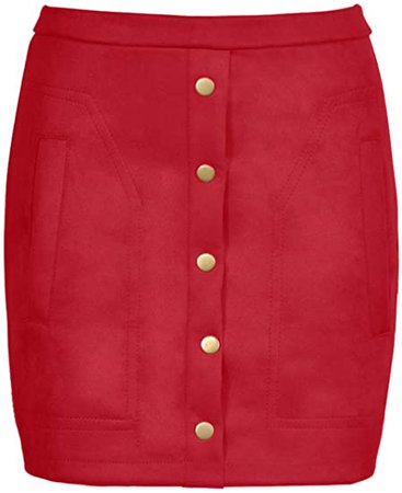 Meyeeka Bodycon Suede Skirt for Women Plain Solid Button Front Pocket Leather Clubwear S Army Green at Amazon Women’s Clothing store