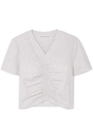 alexanderwang.t | Cropped ruched cotton-jersey T-shirt | NET-A-PORTER.COM