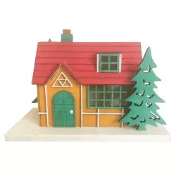 Red Wooden House with Deer Christmas Figurine - Wondershop : Target