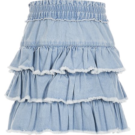 Girls blue denim rara skirt | River Island