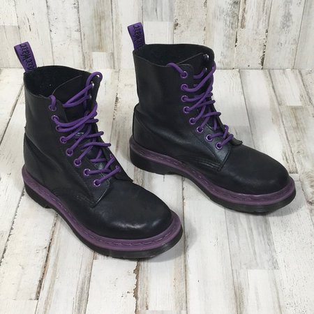 punk combat boots purple laces