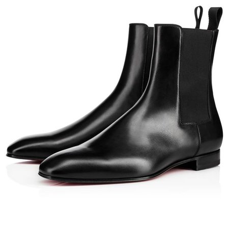 Roadie Flat Black Leather - Men Shoes - Christian Louboutin